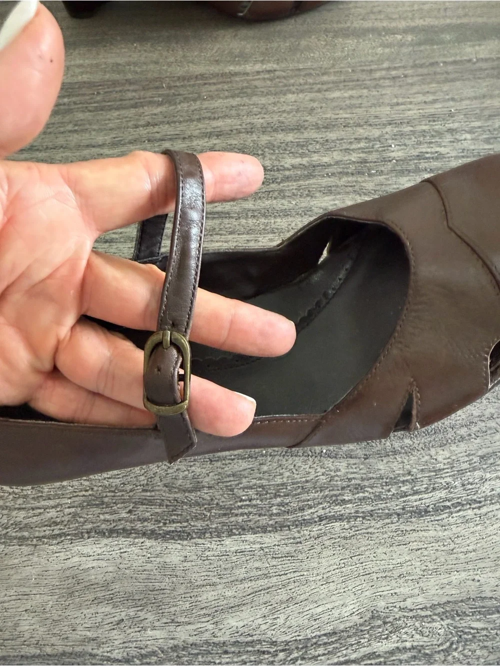Bass Brown Leather Mary Jane Wedge Heels